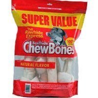 The Rawhide Express Natural 1-Pound Knotted Bones Dog Chew, Small
