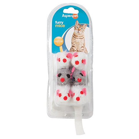 Petmate Soft Bite Cat Toy, Small, 6-Pack, Natural Mice