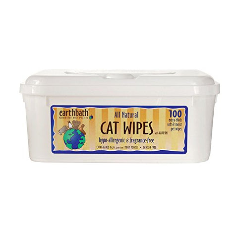 Earthbath All Natural Hypo-Allergenic and Fragrance-Free Cat Wipes, 100 Wipes