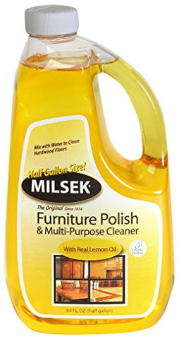 Milsek Furniture Polish and Cleaner with Lemon Oil, 64-Ounce, LM-64