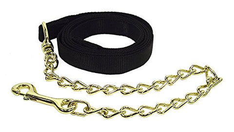 Hamilton 7-Feet Single Thick 1-Inch Nylon Horse Lead with 24-Inch Chain with Snap, Black