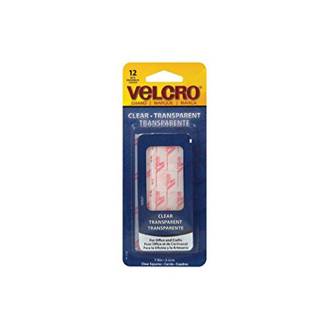 Velcro 91330 7/8" Clear Thin Fasteners Squares 12 Count
