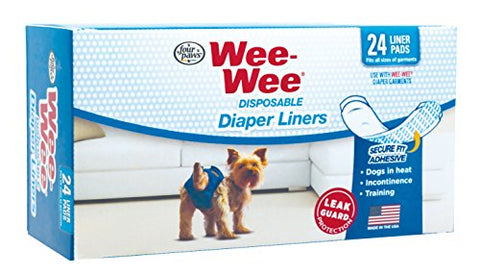 Four Paws Wee-Wee Dog Diaper Garment Pads, 24 Pack