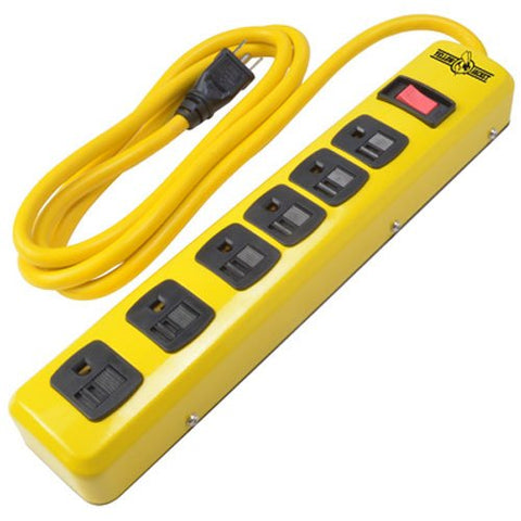 Yellow Jacket Metal Power Strip with 6 Outlets And 6 Foot Cord