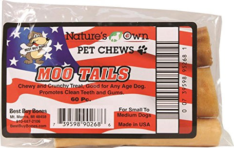 007722 Nature's own Moo Tails Bulk Dog Chew , 4", 1Count