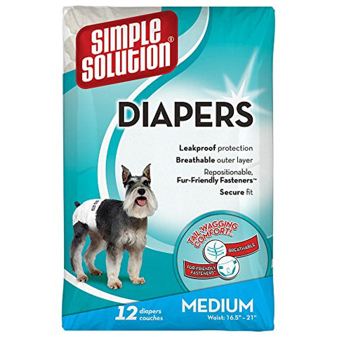 Simple Solution Disposable Medium Dog Diaper, 12 count