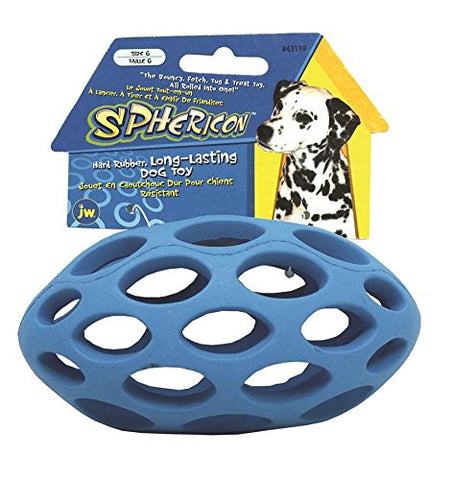 JW Pet Company Hol-ee Football Size 6 Rubber Dog Toy, Medium, Colors Vary