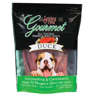 Loving Pets DLV5502 All Natural Dog Gourmet Jerky Premium Snack Strip, Duck Meat, 4-Ounce