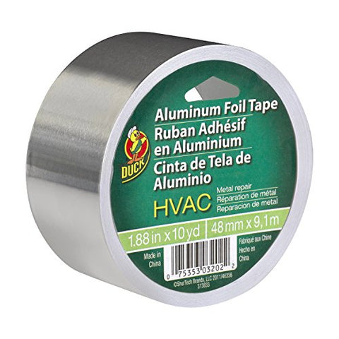 Duck Brand 280416 HVAC UL 723 Metal Repair Aluminum Foil Tape, 1.88-Inch by 10 Yards, Single Roll, Silver