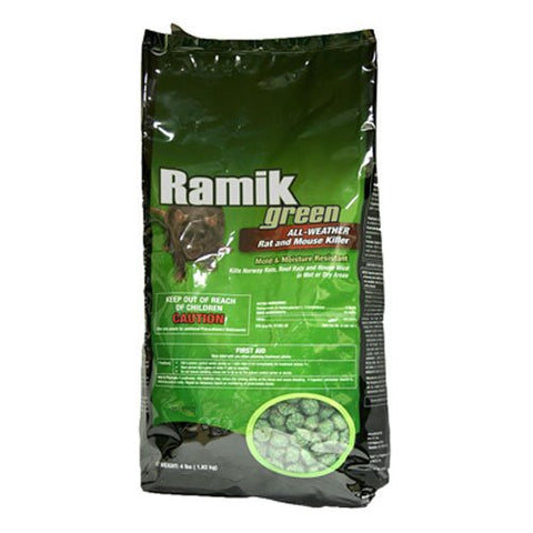 NEOGEN RODENTICIDE Ramik Mouse and Rat Nuggets Pouch, 4-Pound, Green