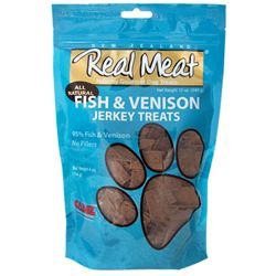 THE REAL MEAT COMPANY 828007 Dog Jerky Fish/Venison Treat, 12-Ounce