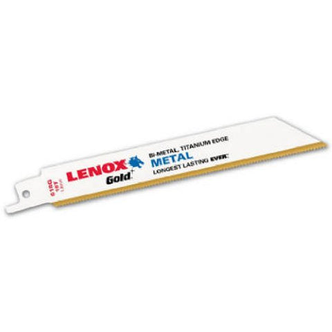 LENOX Tools 21062956GR Gold Power Arc Reciprocating Saw Blade, For Wood, Nail-Embedded Wood Cutting, 9-inch, 6 TPI, 5-Pack