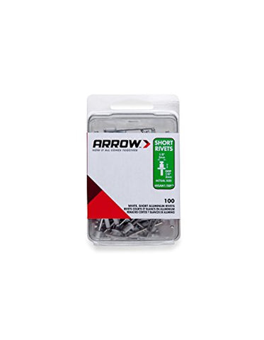 Arrow Fastener RSAW1/8IP Short White Aluminum 1/8-Inch Rivets, 100-Pack
