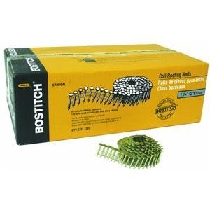 BOSTITCH CR3DGAL 1-1/4-Inch Smooth Shank 15 Inch Coil Roofing Nails, 7,200-Qty.