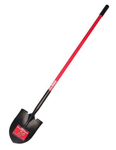 Bully Tools 62515 49.25 in. Fiberglass Long Handle 14-Gauge Steel Round Point Shovel