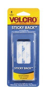 Velcro 90076 3/4" X 3-1/2" White Sticky BackÂ® Fastener Strips 4 Count