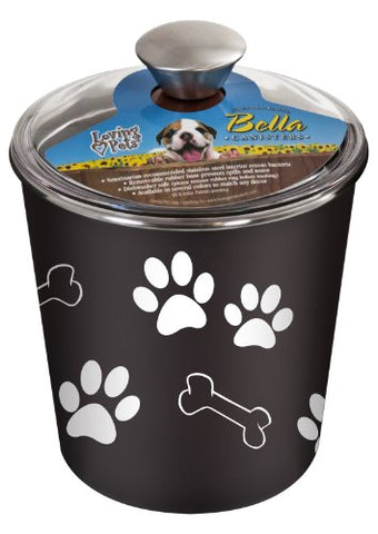 Loving Pets Bella Dog Bowl Canister/Treat Container, Espresso