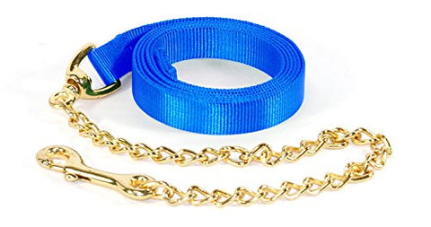 Hamilton 7-Feet Single Thick 1-Inch Nylon Horse Lead with 24-Inch Chain with Snap, Blue