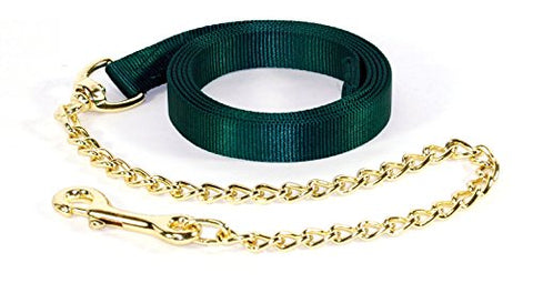 Hamilton 7-Feet Single Thick 1-Inch Nylon Horse Lead with 24-Inch Chain with Snap, Dark Green