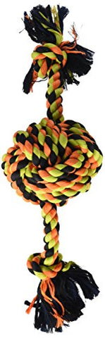 Mammoth Flossy Chews Color Monkey Fist Ball with Rope Ends, Large, 18-Inch