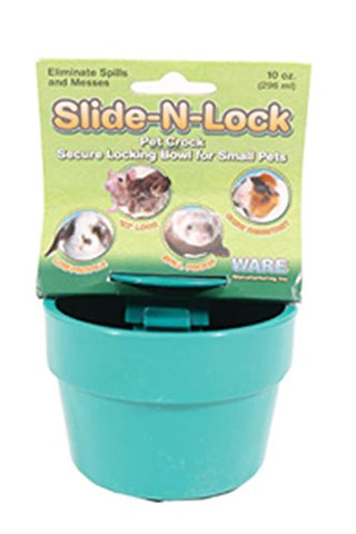 Ware Manufacturing Plastic Slide-N-Lock Crock Pet Bowl for Small Pets, 10 Ounce - Assorted Colors