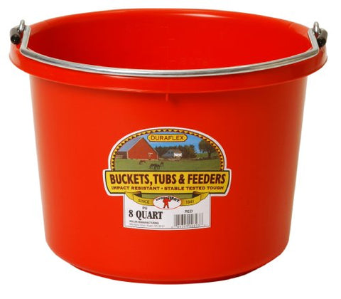 Little Giant P8RED Dura Flex Plastic Bucket for Livestock, 8-Quart, Red