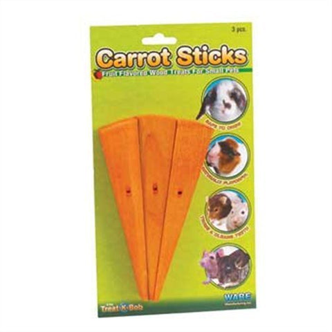 Ware Manufacturing Wood Carrot Small Pet Stick Chews Treat - Pack of 3