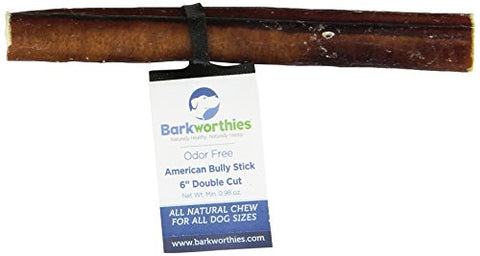 Barkworthies Double Cut Odor-Free American Bully Stick, 6"