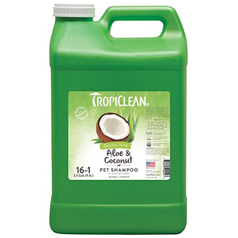 TropiClean Aloe & Coconut Deodorizing Pet Shampoo, 2.5 Gallon