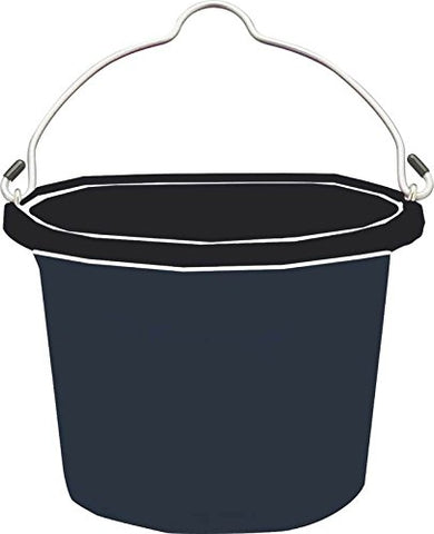 Fortiflex Flat Back Feed Bucket for Dogs/Cats and Small Animals, 8-Quart, Black