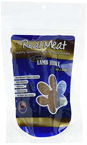 THE REAL MEAT COMPANY 828030 Dog Jerky Lamb Strips Treat, Long, 8-Ounce