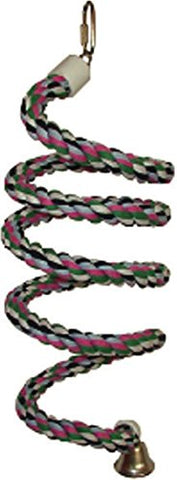 A&E CAGE COMPANY HB552 Happy Beaks Cotton Rope Boing with Bell Bird Toy, 0.75 by 66", Multicolor