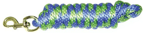 Hamilton Poly Lead with Bolt Snap, Berry Blue/Lime Green Striped Pattern, 5/8" Thick x 10' Long