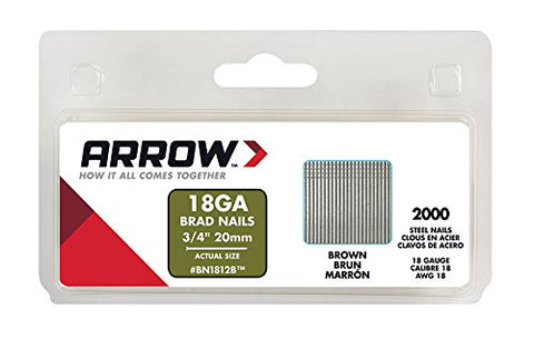 Arrow Fastener BN1812BCS Genuine 3/4-Inch, 18-Gauge Brown Brads, 2,000-Pack