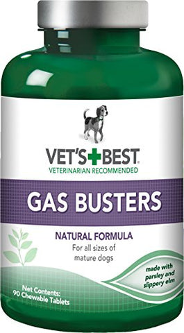 Vet's Best Gas Busters Dog Supplements for Gas Relief and Digestion Aid, 90 Chewable Tablets, USA Made