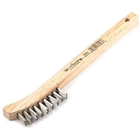 Forney 70503 Wire Scratch Brush, Stainless Steel with Wood Handle, 8-5/8-Inch-by-.006-Inch