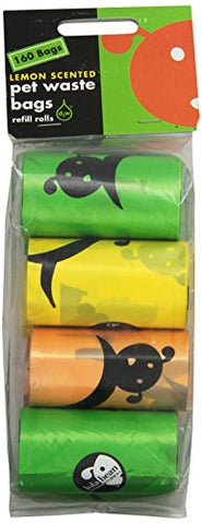 Lola Bean International 8-Inch by 13-Inch Waste Pick Up Bags, 8 Refill Rolls, Lemon Scented, 160 Count