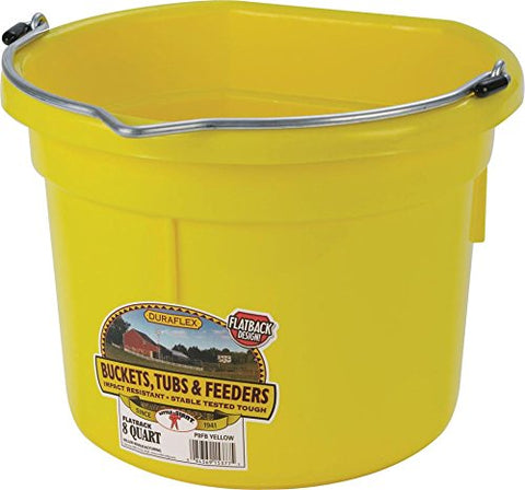 Little Giant Flat-Back Dura-Flex Plastic Bucket, 8-Quart, Yellow