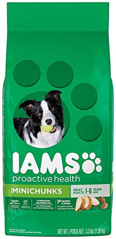 Iams Dry Dog Food PROACTIVE HEALTH Adult MiniChunks Dry Dog Food, 3.3 Pound