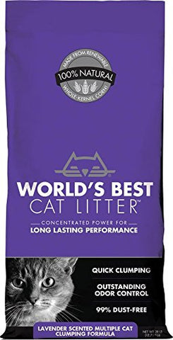 World's Best Cat Litter Clumping Litter Formula for Multiple Cats, Lavender Scent, 28-Pounds