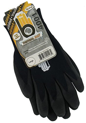 Bellingham C4001BKL Insulated Thermal Knit Work Glove, HPT PVC Water Repellent Palm, Large, Black