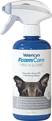 FoamCare Medicated Pet Shampoo by Vetericyn | Sensitive Skin Shampoo for Dogs, Cats, and All Animals - Anti-Itch, Promotes Healthy Skin and Coat - Hypoallergenic - Instant Foam Shampoo - 16-ounce