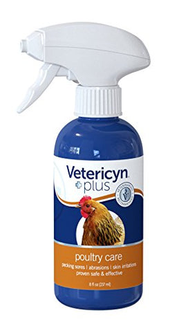 Vetericyn Poultry Care Spray by Plus | Wound Spray for Chickens and Other Bird Species - Non-toxic - No Antibiotics - Made in the USA - 8-ounce