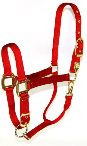 Hamilton 1-Inch Nylon Halter with Adjustable Chin, Red - Yearling Size