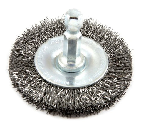 Forney 72728 Wire Wheel Brush, Fine Crimped with 1/4-Inch Hex Shank, 2-Inch-by-.008-Inch