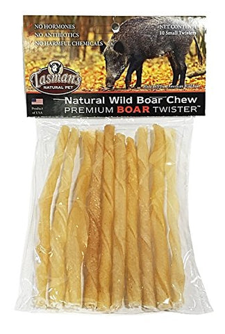 Tasman's Natural Pet Premium Wild Boar Twister Dog Chews, Pack of 10