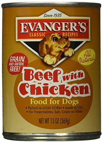 Evanger's All Meat Natural 100% Beef with Chicken Formula - Pack of 12