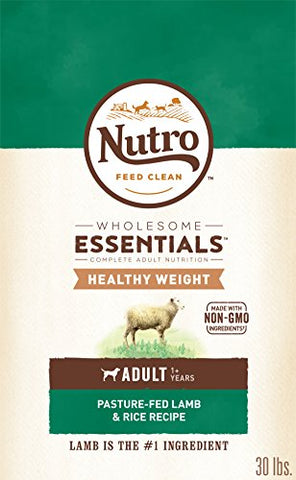Nutro WHOLESOME ESSENTIALS Healthy Weight Adult Pasture-Fed Lamb & Rice Recipe Dry Dog Food Dry Dog Food Plus Vitamins, Minerals & Other Nutrients; (1) 30 Pounds