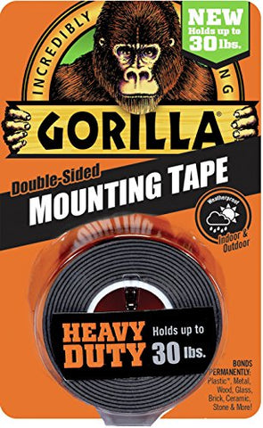 Gorilla 6055001 Heavy Duty Mounting Tape, Double-Sided, 1" x 60", Black