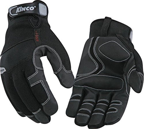 KINCO 2051-M Men's Lined Cold Weather Gloves, MiraX2 Synthetic Leather Palm, Heat Keep Thermal Lining, AquaNOT Waterproof, Medium, Black